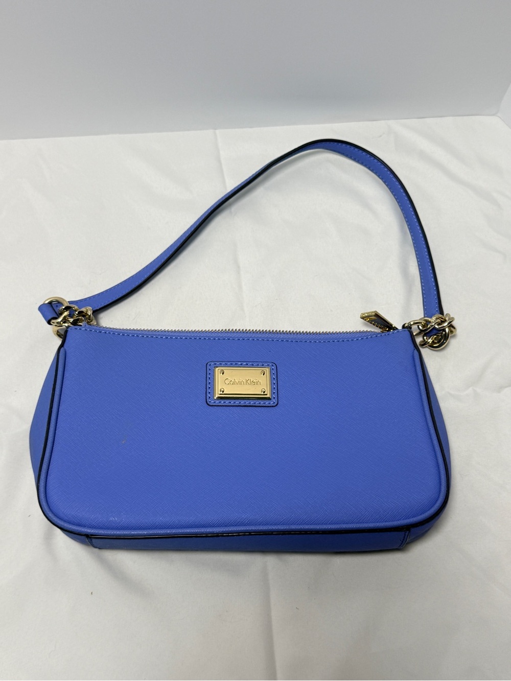 Calvin Klein Cobalt Blue Shoulder Bag with Gold Hardware